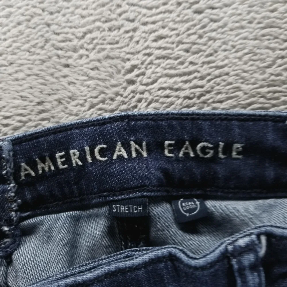 American‎ Eagle Jeans Womens 10 Blue Super High Rise Baggy Wide Leg Dark Wash